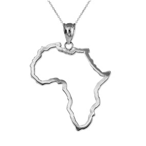 White Gold Africa Open Design Pendant Necklace