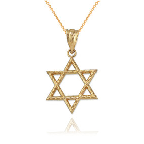 Yellow Gold Star of David Charm Necklace