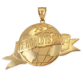 THE WORLD IS YOURS Gold Pendant
