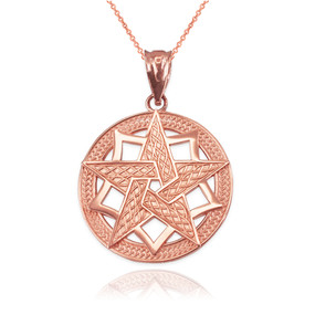 Rose Gold Pentagram Medallion Pendant Necklace
