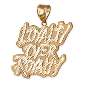 Yellow Gold LOYALTY OVER ROYALTY Hip-Hop DC Pendant
