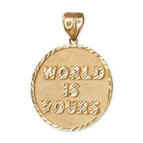 Yellow Gold WORLD IS YOURS DC Medal Pendant
