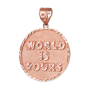 Rose Gold WORLD IS YOURS DC Medal Pendant