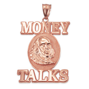 Rose Gold MONEY TALKS Benjamin Franklin Hip-Hop Pendant