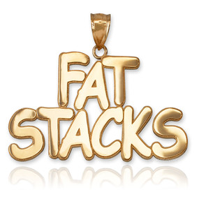 FAT STACKS Polished Yellow Gold Hip-Hop Pendant