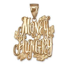 MONEY HUNGRY Yellow Gold Hip-Hop Pendant