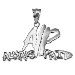 ALWAYS PAID Polished White Gold Hip-Hop Pendant
