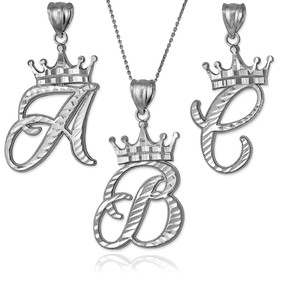 Silver Letter Initial Monogram Necklace
