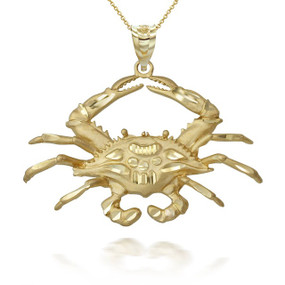 Gold Large Crab Pendant Necklace