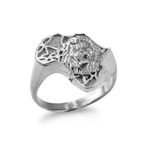 Silver Africa Lion Ring