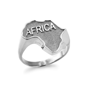 Silver AFRICA Map Ring 