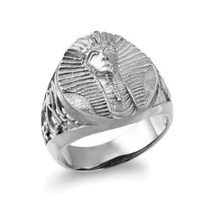 Silver Egyptian Pharaoh King Tut Statement Ring