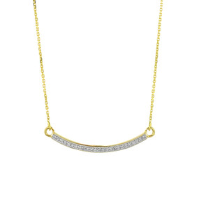 14k Gold Curved Bar Diamond Necklace