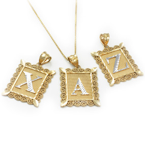 Gold Letter initial Pendant Necklace.
