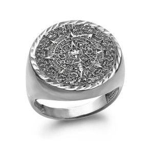 Men's Silver Aztec Ring