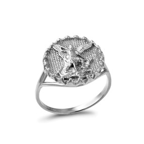 Silver Saint Michael Women's Ring