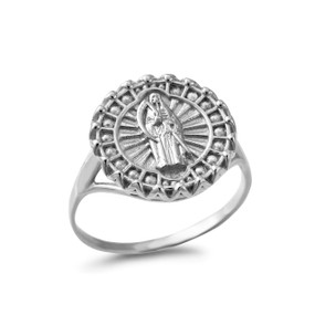 Silver Santa Muerte Ring for women