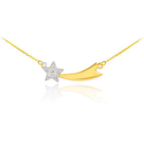 14K Gold Diamond Studded Shooting Star Necklace