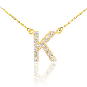 14k Gold Letter "K" Diamond Initial Necklace