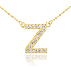 14k Gold Letter "Z" Diamond Initial Necklace