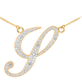 14k Gold Letter Script "Y" Diamond Initial Necklace