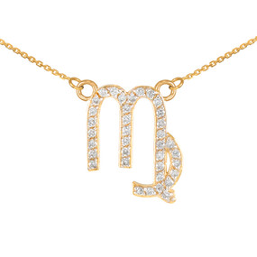 14K Gold Virgo Zodiac Sign Diamond Necklace