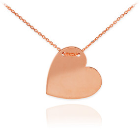 14K Rose Gold Engravable Heart Necklace
