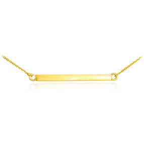 14K Solid Gold Straight Bar Necklace