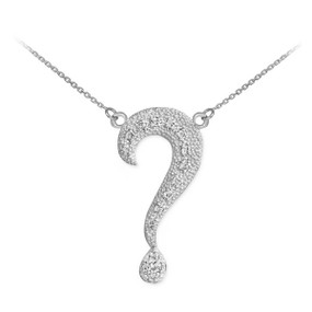 white gold diamond question mark necklace
