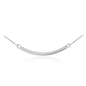 925 Solid Sterling Silver Curved Bar Necklace