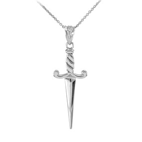 925 Sterling Silver Dagger Knife Pendant Necklace