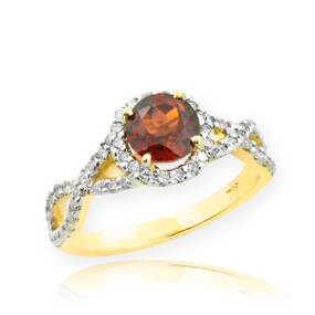 Gold Garnet Birthstone Infinity Ring with Diamonds