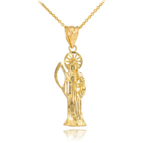 Gold Santa Muerte Charm Necklace