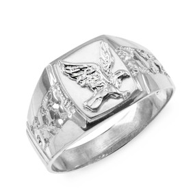 Men's Sterling Silver American Eagle Ring