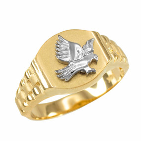 Gold American Eagle Mens Ring