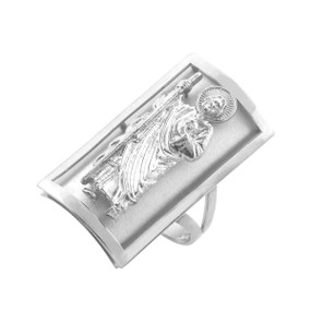 Silver Saint Jude Fancy Ring 0.9 Inch