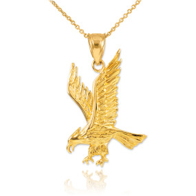 Solid Gold Eagle Pendant Necklace