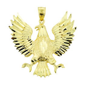 Solid Gold Polished Eagle Pendant