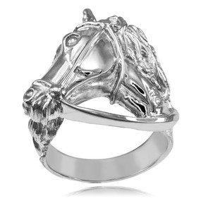 Sterling Silver Equestrian Horse Head Men's Ring