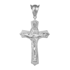 Sterling Silver Holy Trinity Crucifix Midsize Cross Pendant
