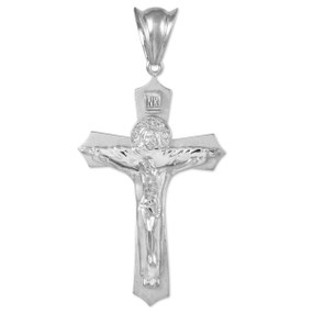 Sterling Silver Holy Trinity Crucifix Large Pendant