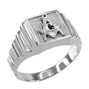 Sterling Silver Masonic Square Mens Ring