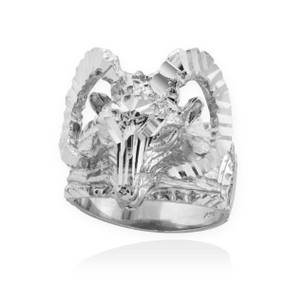 Sterling Silver Mountain Ram Aries Ring