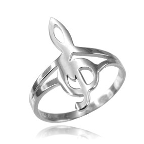 Sterling Silver Music Note Dainty Ring