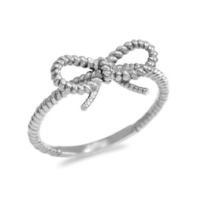 Sterling Silver Ribbon Bow Roped Ring