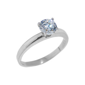 Sterling Silver Round Cut CZ Engagement Ring