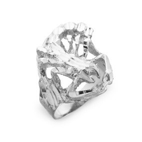 Sterling Silver Scorpion Diamond Cut Ring
