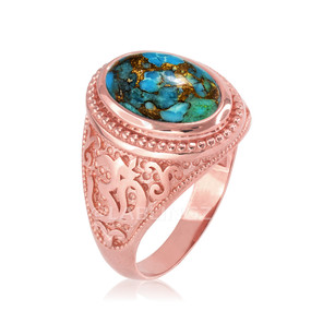 Rose Gold Turquoise Om ring.