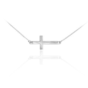 Sterling Silver Sideways Cross Cute Necklace