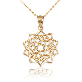 Gold Sahasrara Lotus Unity Chakra Yoga Pendant Necklace
